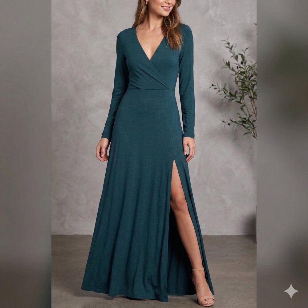 Lulus Maxi Dress Green Long Sleeve Women's Size Small NWT